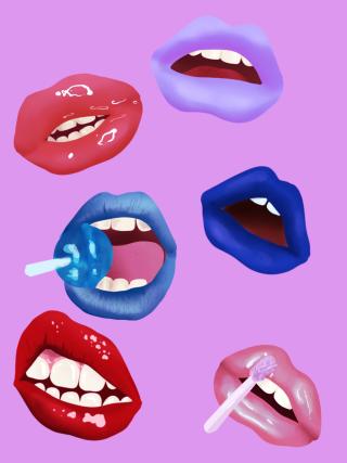 Colorful lips with different expressions